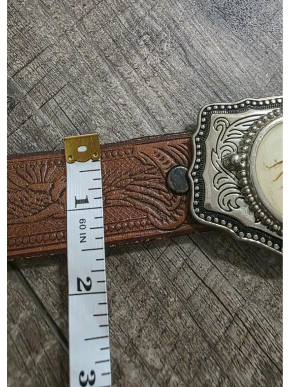 Vintage scorpio Leather Belt Buckle size 32